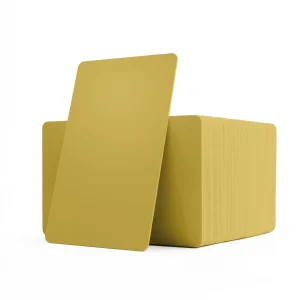 Metallic light gold coloured cards with solid core coloured edges - PVC1-LGS - Pack of 100