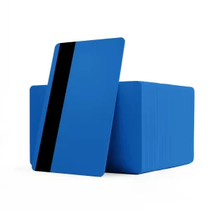 Mid blue coloured cards with solid core coloured edges and HiCo magnetic stripe - PVC1-RBH27S - Pack of 100