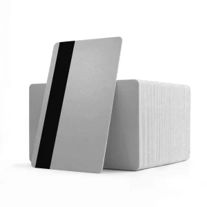 Metallic silver coloured cards with solid core coloured edges and HiCo magnetic stripe - PVC1-SIH27S - Pack of 100