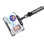 Recycled 15mm wide black GOVERNOR lanyards with plastic J clip - AC222-GOV-BK - Pack of 100